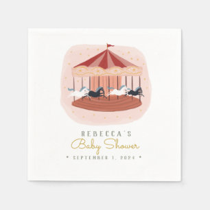 Roze Waterverf Carrousel baby shower Napkins Servet