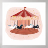 Roze Waterverf Carrousel Nursery Baby Kinder Room Poster (Voorkant)