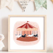 Roze Waterverf Carrousel Nursery Baby Kinder Room Poster