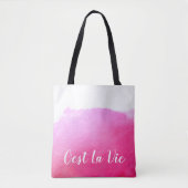 Roze waterverf C'est La Vie French quote chic Tote Bag (Voorkant)