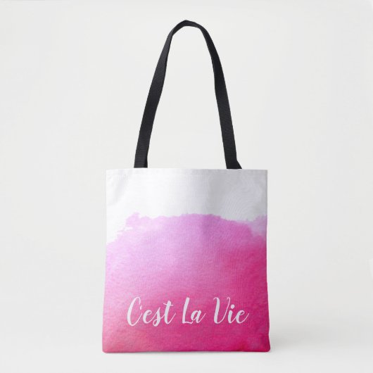 Roze waterverf C'est La Vie French quote chic Tote Bag (Voorkant)