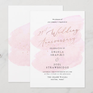 Roze Waterverf Champagne Bubbels Elegant 21st Kaart