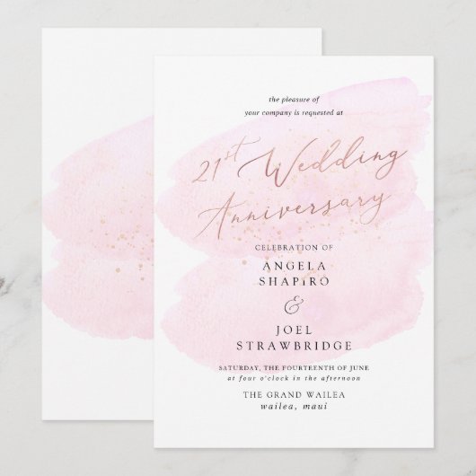 Roze Waterverf Champagne Bubbels Elegant 21st Kaart (Voorkant / Achterkant)