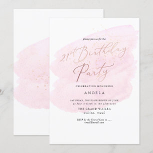 Roze Waterverf Champagne Bubbles 21st 21e JAAR Kaart