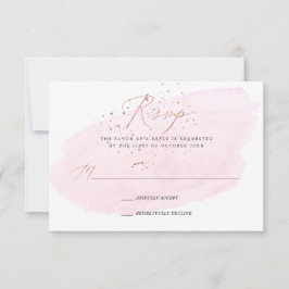 Roze Waterverf Champagne Bubbles + Calligrafie RSV Kaart