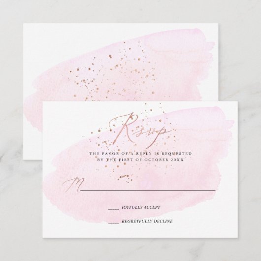 Roze Waterverf Champagne Bubbles + Calligrafie RSV Kaart (Voorkant / Achterkant)