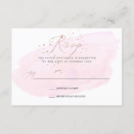 Roze Waterverf Champagne Bubbles + Calligrafie RSV Kaart