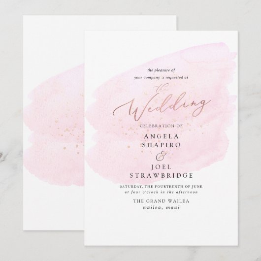 Roze Waterverf Champagne Bubbles Elegant Kaart (Voorkant / Achterkant)