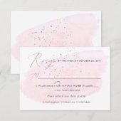 Roze Waterverf Champagne Bubbles RSVP w Meal Kaart (Voorkant / Achterkant)