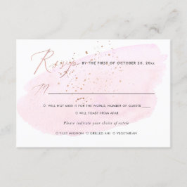Roze Waterverf Champagne Bubbles RSVP w Meal Kaart