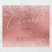 Roze Waterverf Cheers Faux Roos Gold + DIY Copper Sparkling Wijnetiket (Enkel label)