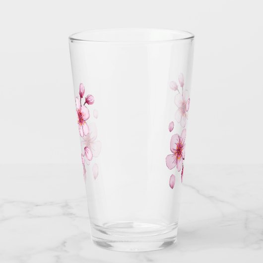 Roze Waterverf Cherry Blossom Pattern Glas (Links)
