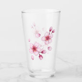 Roze Waterverf Cherry Blossom Pattern Glas (Voorkant)