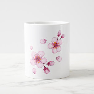 Roze Waterverf Cherry Blossom Pattern Grote Koffiekop