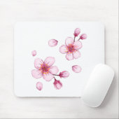 Roze Waterverf Cherry Blossom Pattern Muismat (Met muis)