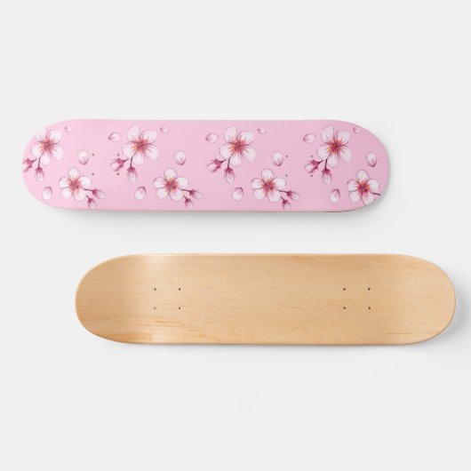 Roze Waterverf Cherry Blossom Pattern Persoonlijk Skateboard (Horizontaal)