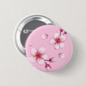 Roze Waterverf Cherry Blossom Pattern Ronde Button 5,7 Cm (Voorkant /achterkant)