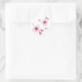 Roze Waterverf Cherry Blossom Pattern Ronde Sticker (Tas)