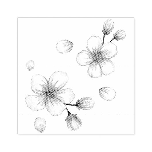 Roze Waterverf Cherry Blossom Pattern Rubberstempel (Afrduk)