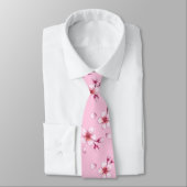 Roze Waterverf Cherry Blossom Pattern Stropdas (Gebonden)