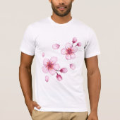 Roze Waterverf Cherry Blossom Pattern T-shirt (Voorkant)