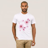 Roze Waterverf Cherry Blossom Pattern T-shirt (Voorkant volledig)
