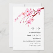 Roze Waterverf Cherry Blossom Save The Date (Voorkant)