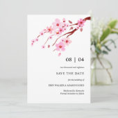 Roze Waterverf Cherry Blossom Save The Date (Staand voorkant)
