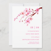 Roze Waterverf Cherry Blossom sparen de datum Save The Date (Voorkant)