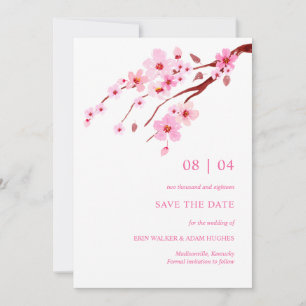 Roze Waterverf Cherry Blossom sparen de datum Save The Date