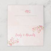 Roze Waterverf Cherry Blossom Spring Wedding Plaatskaartje (Buitenkant ongevouwen)