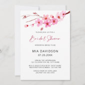 Roze Waterverf Cherry Blossom Vrijgezellenfeest Kaart (Voorkant)