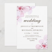 Roze Waterverf Cherry Blossom Weddenschap Kaart (Voorkant / Achterkant)