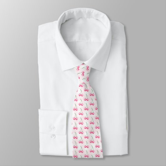 Roze Waterverf Cherry Gingham Whimsical Pattern Stropdas (Gebonden)