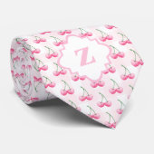 Roze Waterverf Cherry Gingham Whimsical Pattern Stropdas (Opgerold)