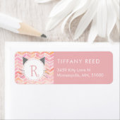 Roze Waterverf Chevron Patroon | CAT-monogram Etiket (Insitu)