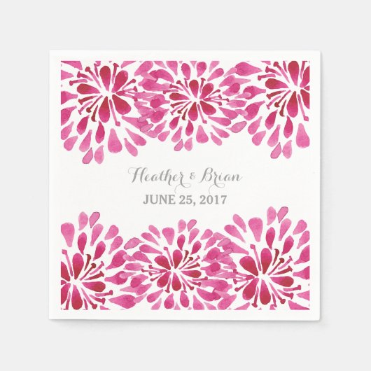 Roze Waterverf Chrysanthemum Paper Napkins Servetten (Voorkant)