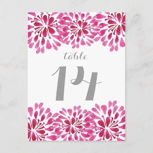 Roze Waterverf Chrysanthemum Table Briefkaart (Voorkant)
