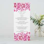 Roze Waterverf Chrysanthemum Wedding Menu (Staand voorkant)