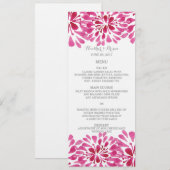 Roze Waterverf Chrysanthemum Wedding Menu (Voorkant / Achterkant)