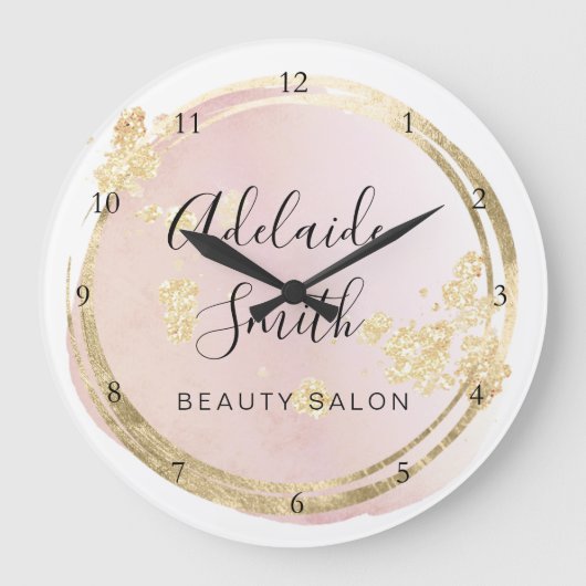 roze waterverf cirkel grote klok (Voorkant)