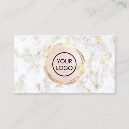 Roze waterverf cirkel op marmeren Visitekaartje (Voorkant)