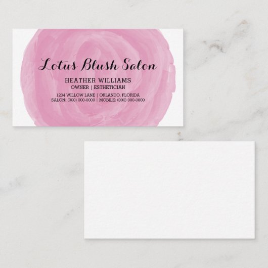 Roze Waterverf Cirkel Visitekaartje (Voorkant / Achterkant)