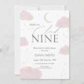 Roze Waterverf Cloud Nine Baby Shower Kaart (Voorkant)