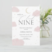 Roze Waterverf Cloud Nine Baby Shower Kaart (Staand voorkant)