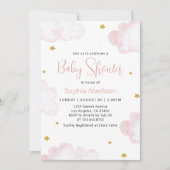 Roze Waterverf Clouds Baby Girl Shower Kaart (Voorkant)