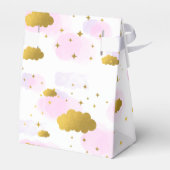 Roze Waterverf Clouds Gold Stars Sky Baby shower Bedankdoosjes (Achterkant)