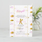 Roze Waterverf Clouds Gold Stars Sky Baby shower Kaart (Staand voorkant)