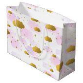 Roze Waterverf Clouds Gold Stars Sky Groot Cadeauzakje (Achterkant Gekanteld)
