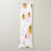 Roze Waterverf Clouds Gold Stars Sky Lichaamskussen (Voorkant Verticaal)